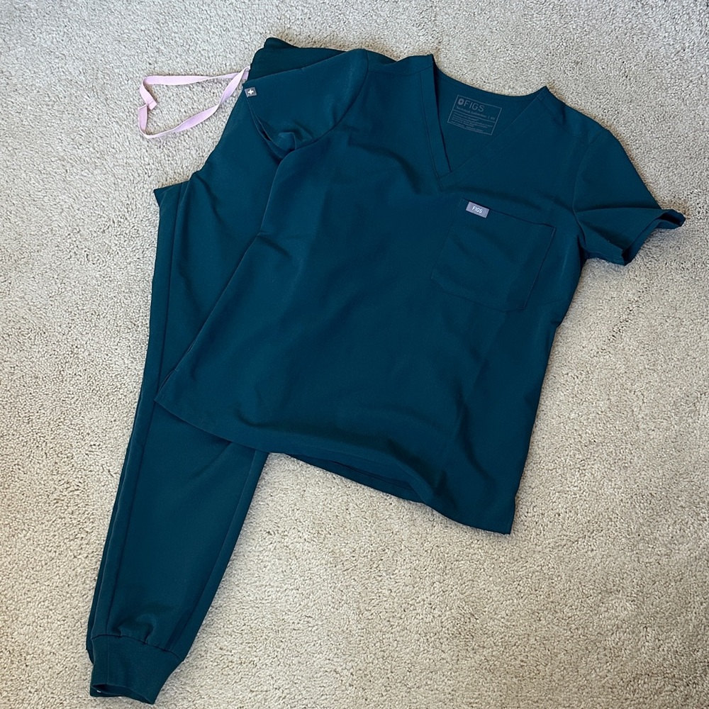 Figs Teal Scrub Top